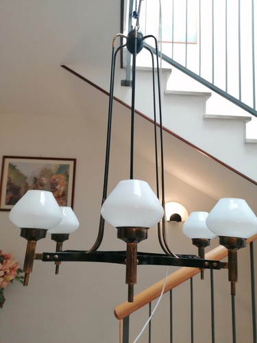 Lampadario vintage ottone e - lampadario,